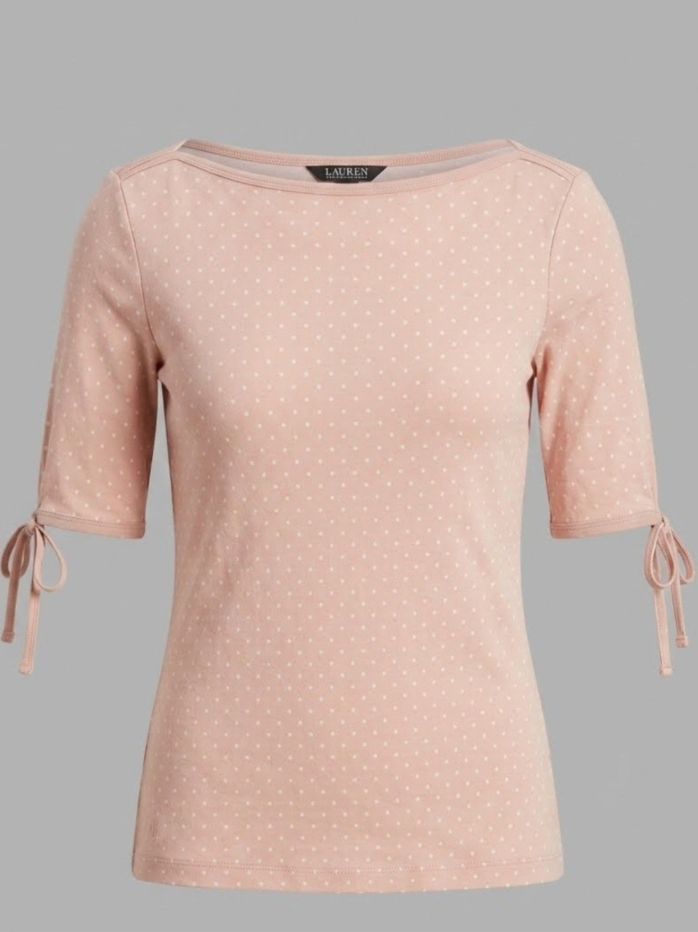 Ralph Lauren Pink Dot Tie-Sleeve Short Sleeve Top